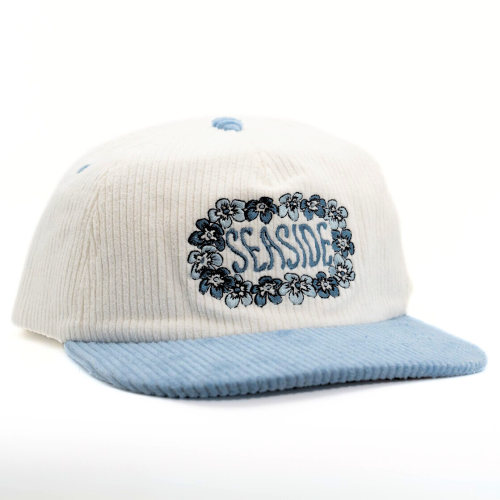 White and Blue Corduroy 5-panel Hat "The Seaside"