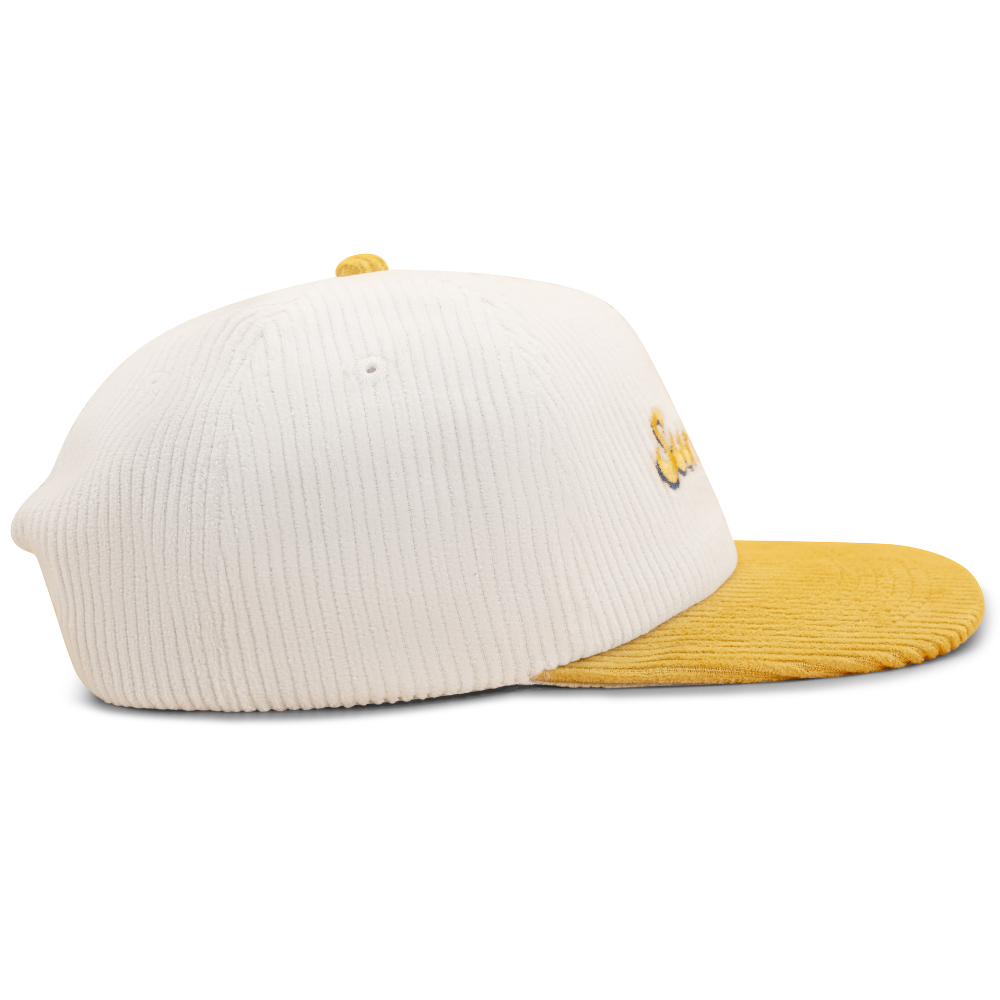 Sundaze Sunflower 86' Split 5 Panel Snapback Yellow Corduroy Hat-SOLD OUT!