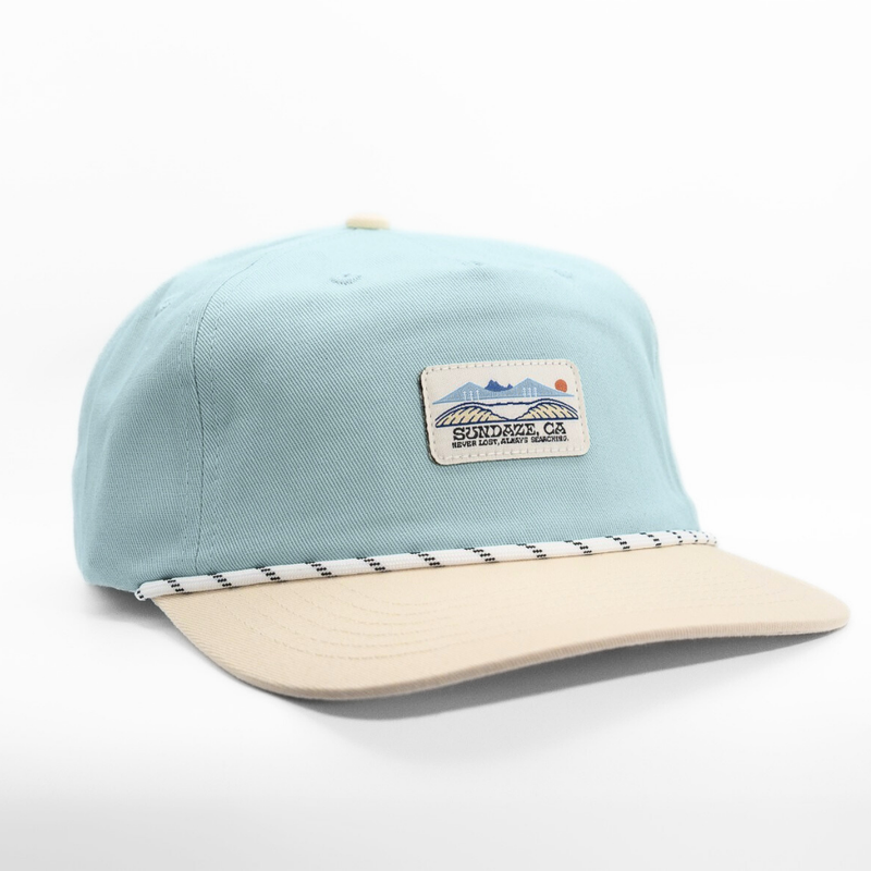 Sundaze Adventure Seeker Teal and White Cotton Snapback with cord