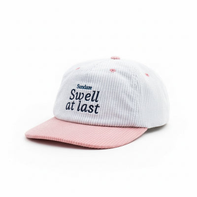 Swell at Last Pink and White Corduroy Hat