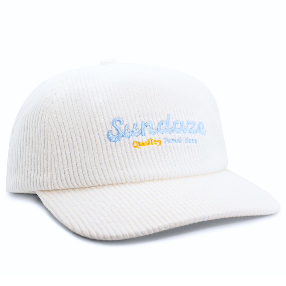 Sundaze 86' Quality Panel Hats Split 5 Panel Snapback Corduroy White/Blue