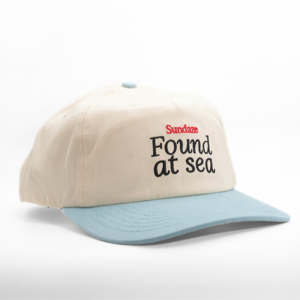 Found at Sea Teal Blue and White Cotton 5 Split Panel Hat