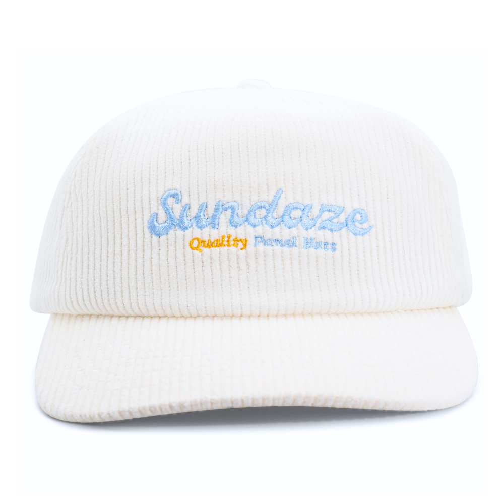 Sundaze 86' Quality Panel Hats Split 5 Panel Snapback Corduroy White/Blue