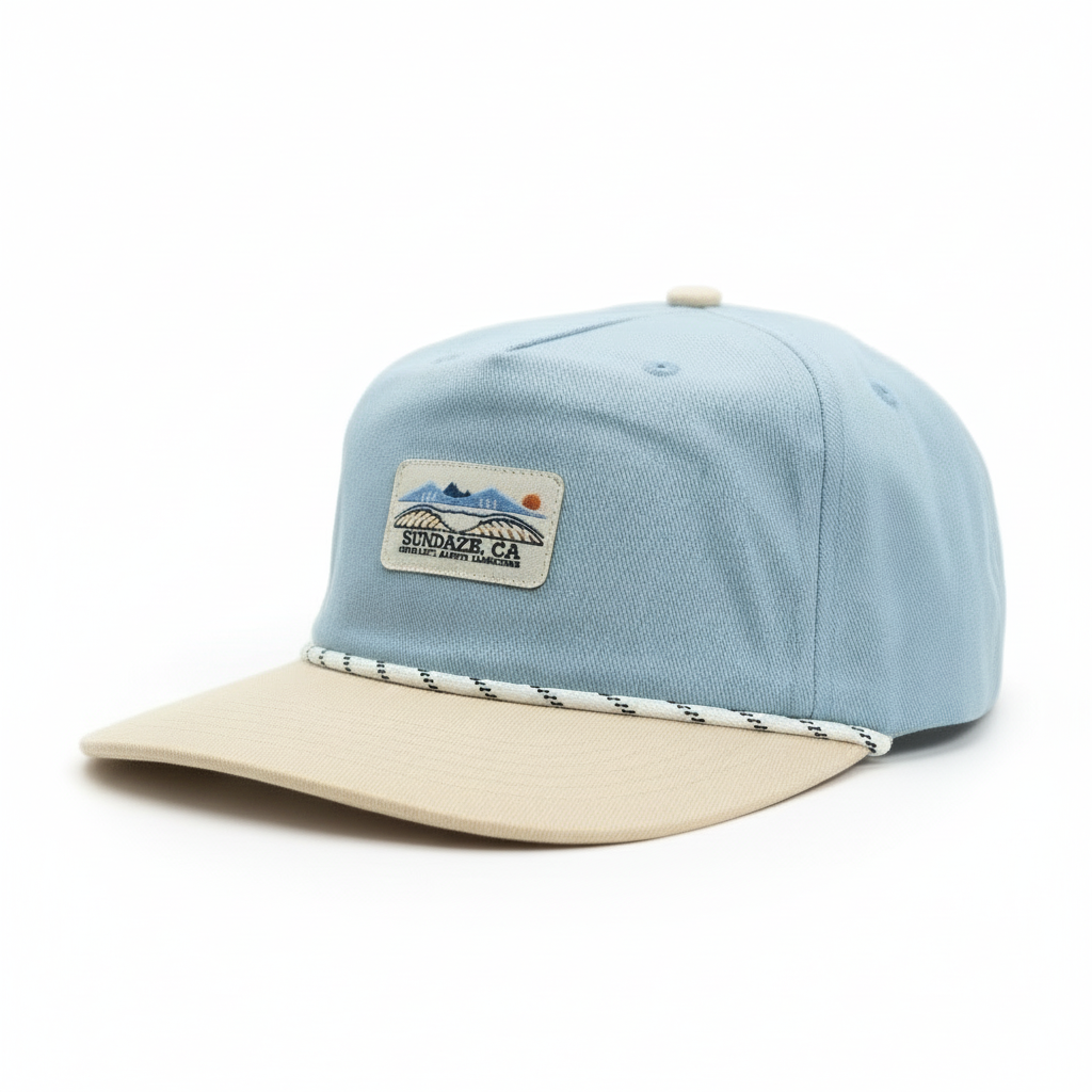 Adventure Seeker Blue and White Cotton Snapback with Cord