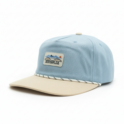 Adventure Seeker Blue and White Cotton Snapback with Cord