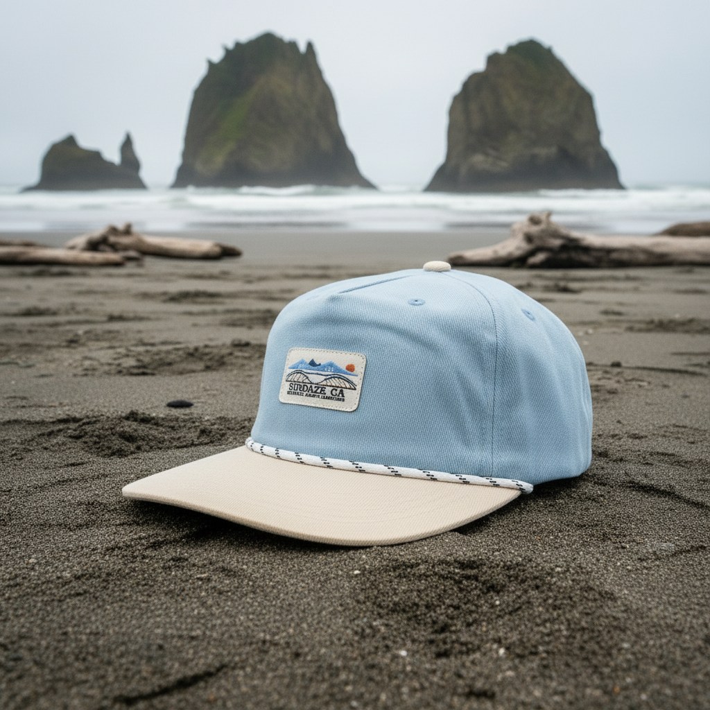 Adventure Seeker Blue and White Cotton Snapback with Cord