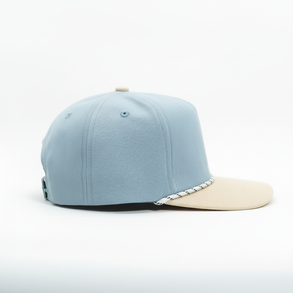 Adventure Seeker Blue and White Cotton Snapback with Cord