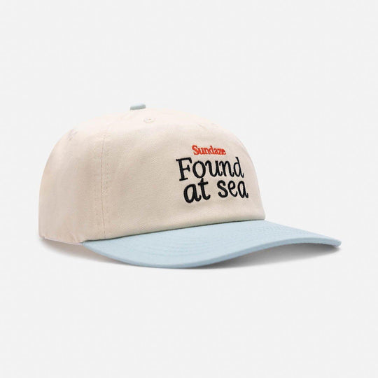 Found at Sea Teal Blue and White Cotton 5 Split Panel Hat-SunDaze California