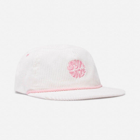 White and Pink Corduroy Hat | SunDaze Circle 5-panel-SunDaze California