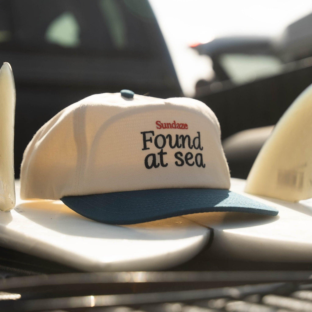 Found at Sea Teal and Off White Cotton 5 Split Panel Hat-SunDaze California