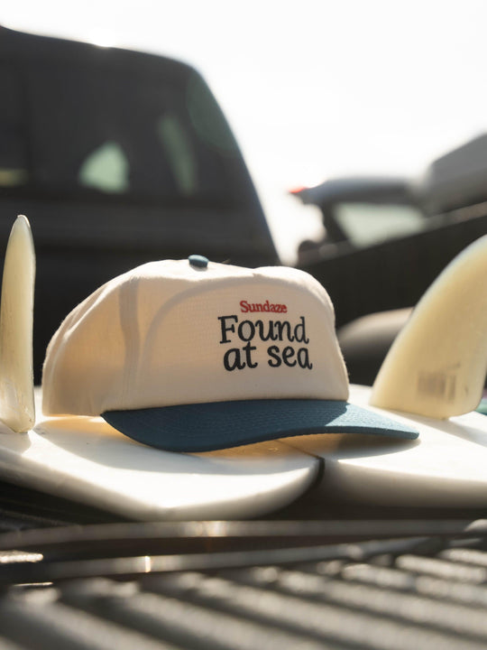 Found at Sea Teal and Off White Cotton 5 Split Panel Hat-SunDaze California