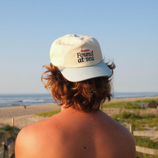 Found at Sea Teal Blue and White Cotton 5 Split Panel Hat-SunDaze California