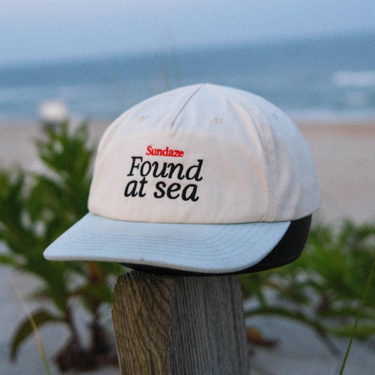 Found at Sea Teal Blue and White Cotton 5 Split Panel Hat-SunDaze California