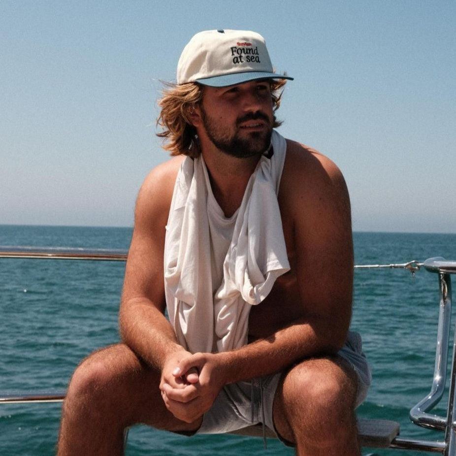 Found at Sea Dark Blue and Off White Cotton 5 Split Panel Hat