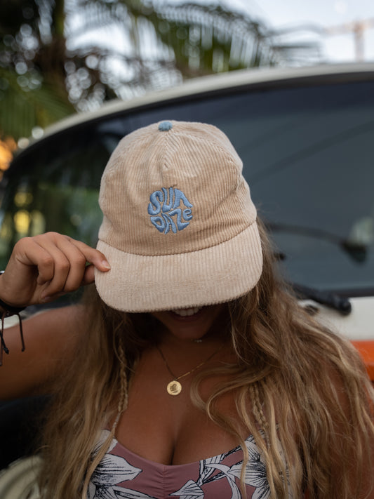Classic 96' Circle Tan Corduroy Blue embroidered SunDaze 5-panel unstructured snap back