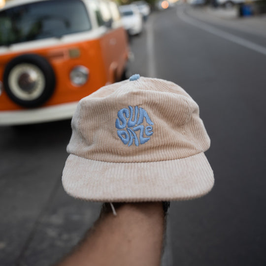 Classic 96' Circle Tan Corduroy Blue embroidered SunDaze 5-panel unstructured snap back