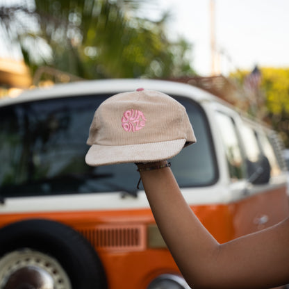 Classic 96' Circle Tan Corduroy Pink embroidered SunDaze 5-panel unstructured snap back
